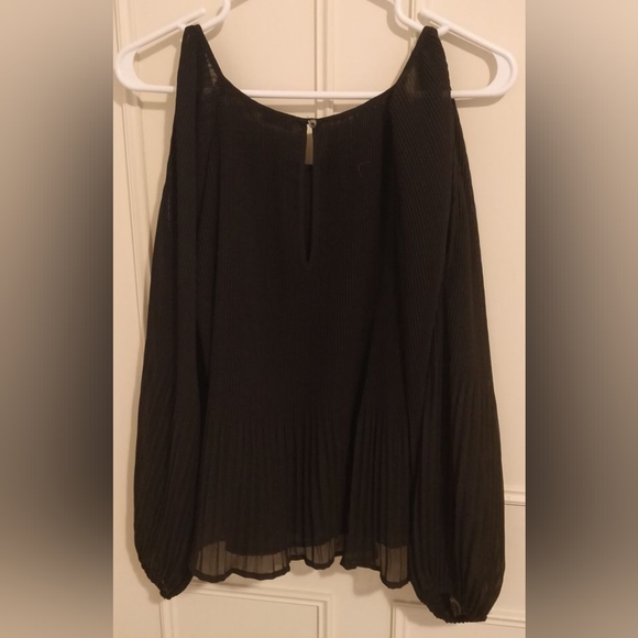 Black Pleated Chiffon Blouse - Picture 2 of 4